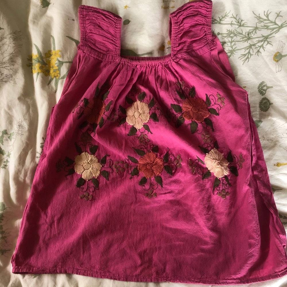 Embroidered pink tank